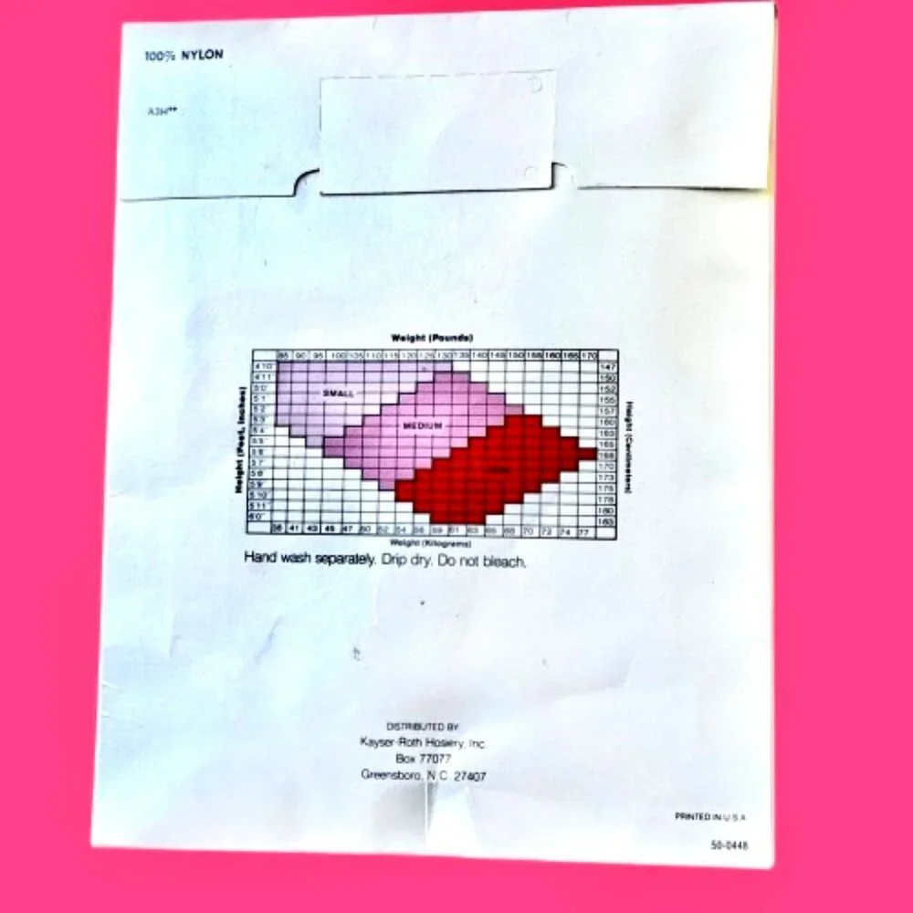Burlington Vintage Pantyhose WHITE WITH PINK DOTS size Long New